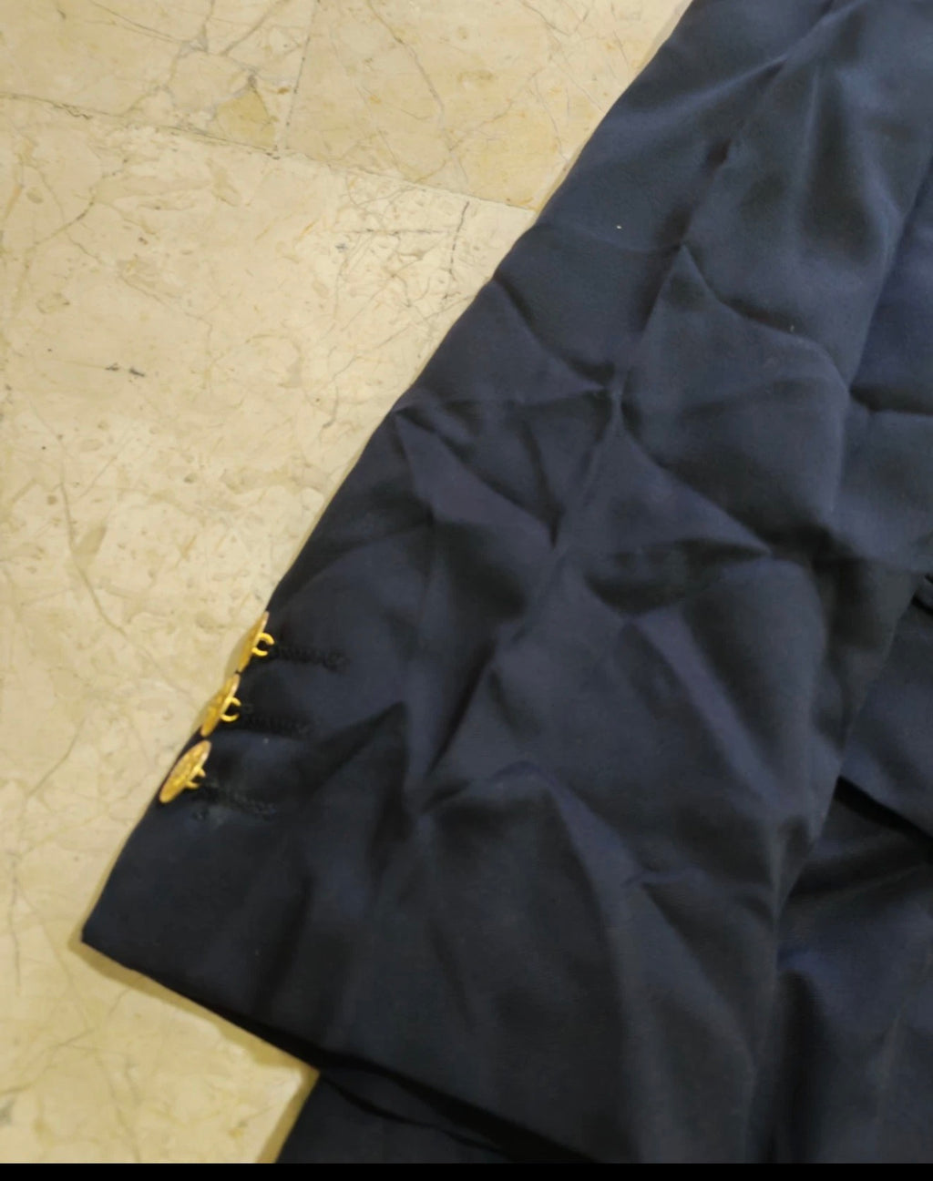 Vintage Scabal super 100s double breasted gold button navy jacket blazer 40R