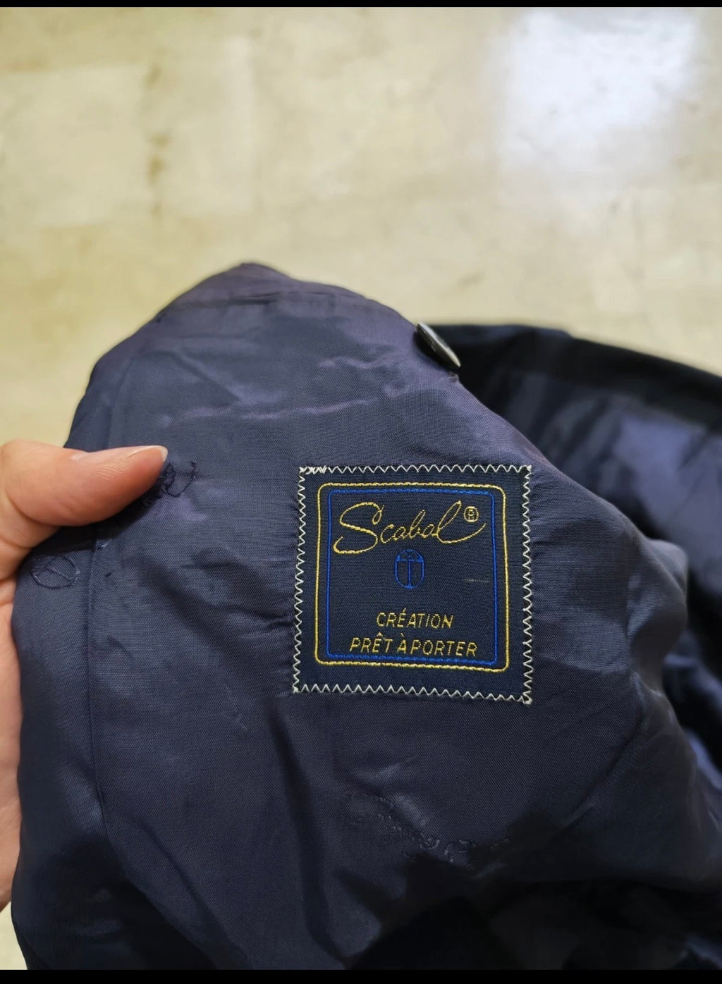 Vintage Scabal super 100s double breasted gold button navy jacket blazer 40R