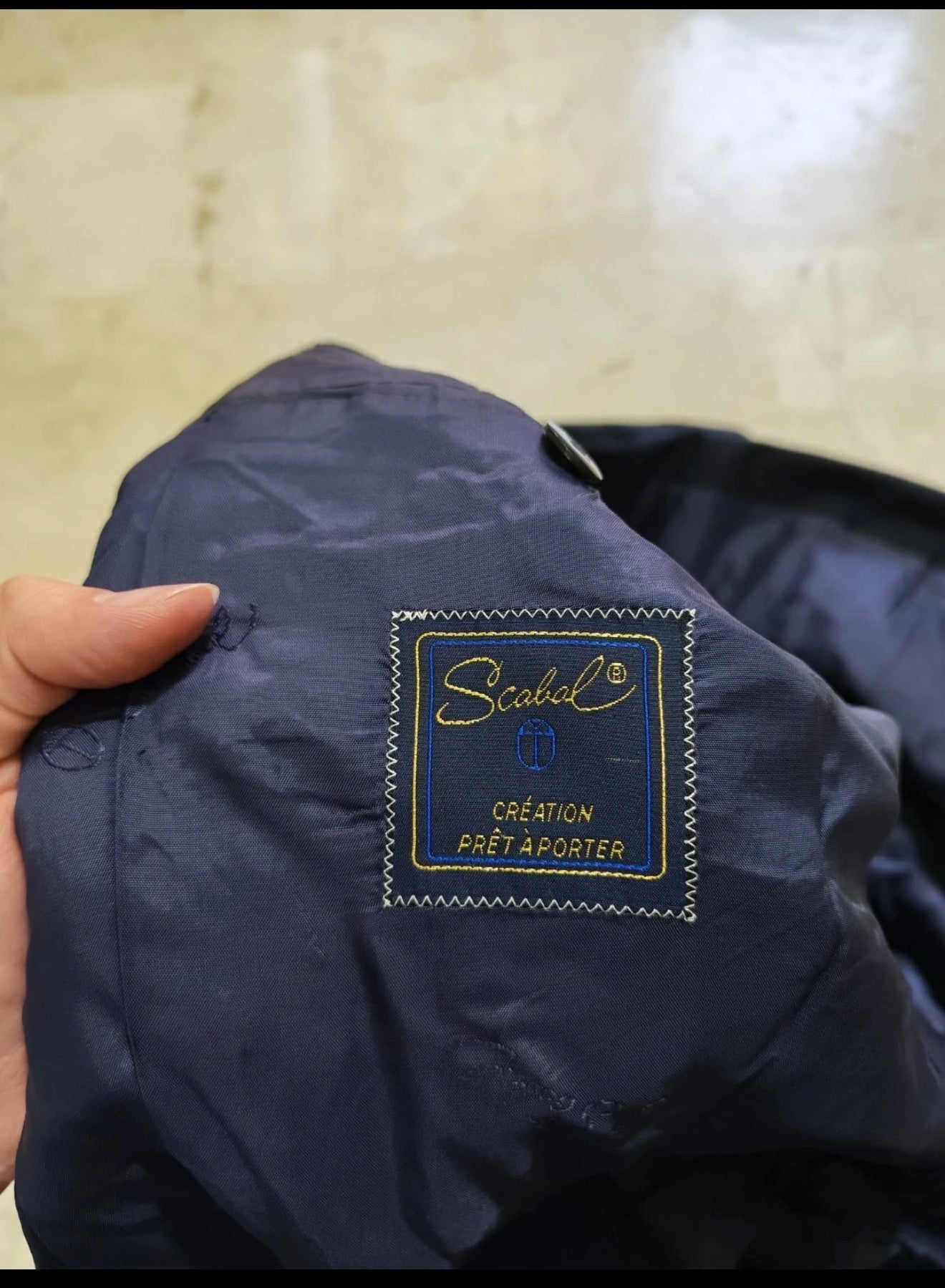 Vintage Scabal super 100s double breasted gold button navy jacket blazer 40R