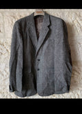 Vintage pure wool tweed herringbone gray classic hunting jacket blazer 42R 42L