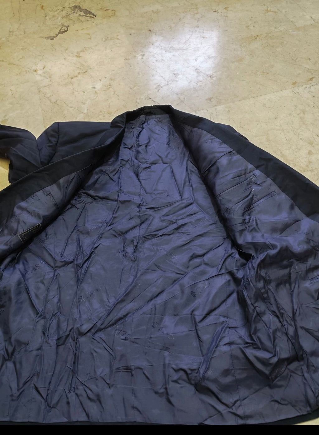 Vintage Scabal super 100s double breasted gold button navy jacket blazer 40R