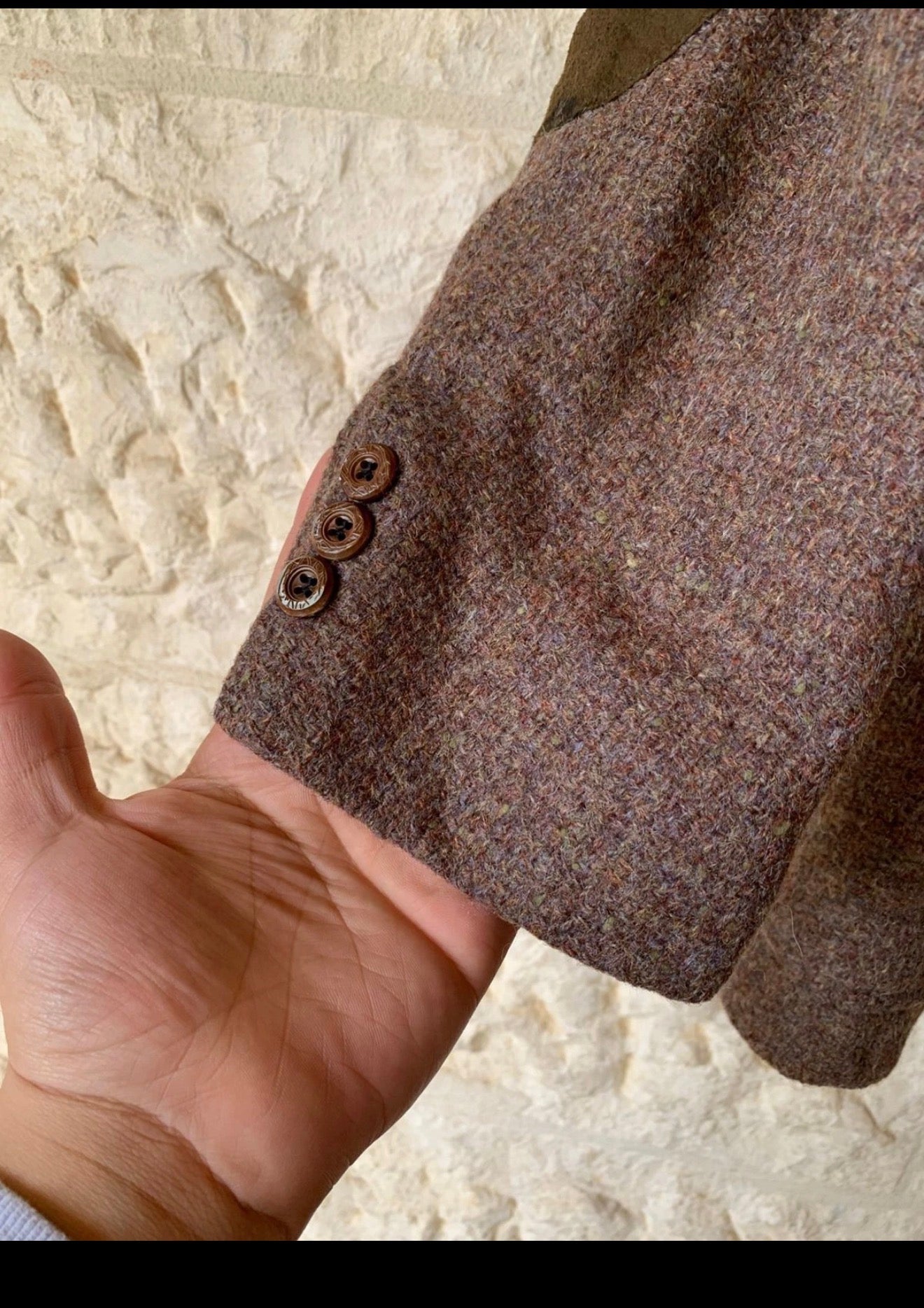 Vintage pure wool handwoven Tweed brown classic hunting jacket blazer 40R