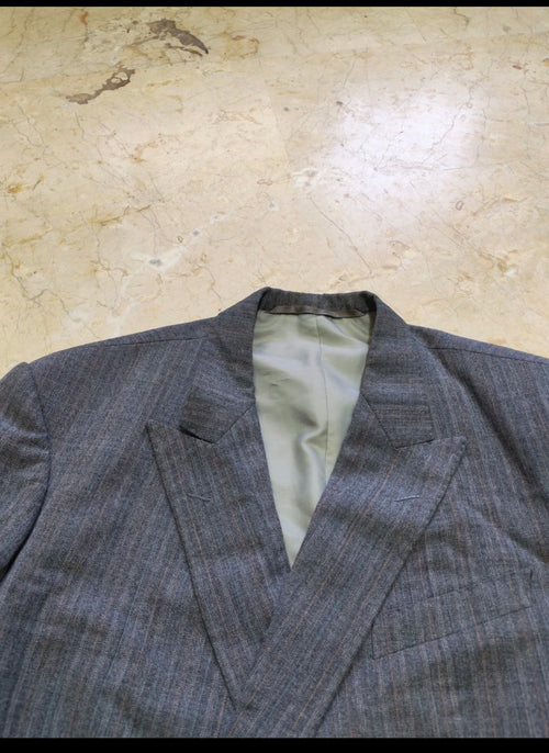1970s vintage all worsted wool double breasted gray jacket blazer 44R