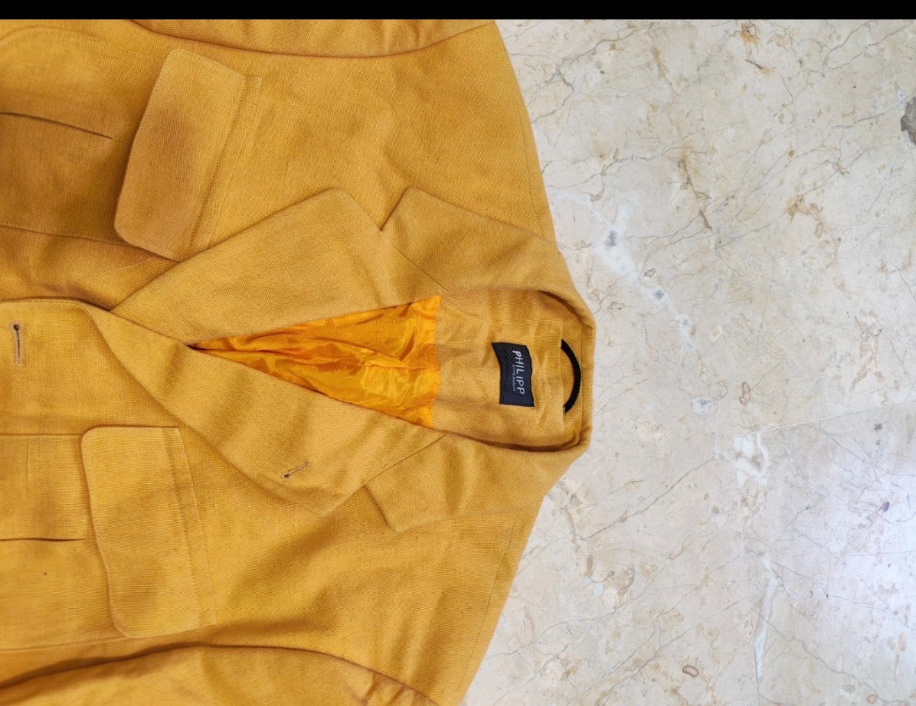 Vintage Linen blend Classic unique orange summer jacket blazer 40R