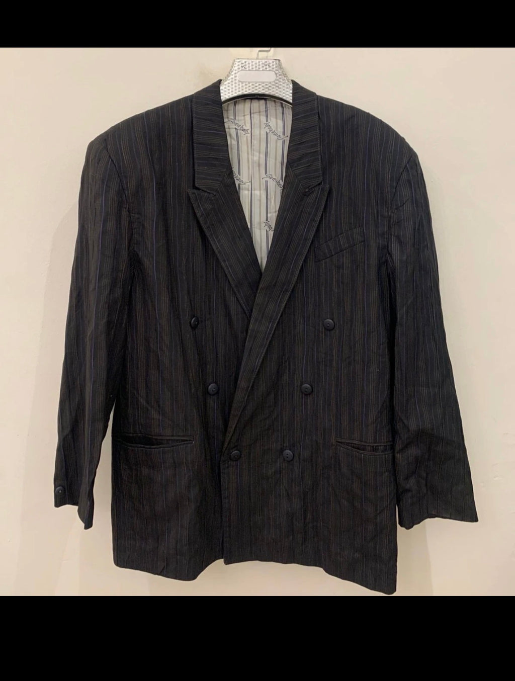 Vintage double breasted summer classic unique striped suit 42R 42S