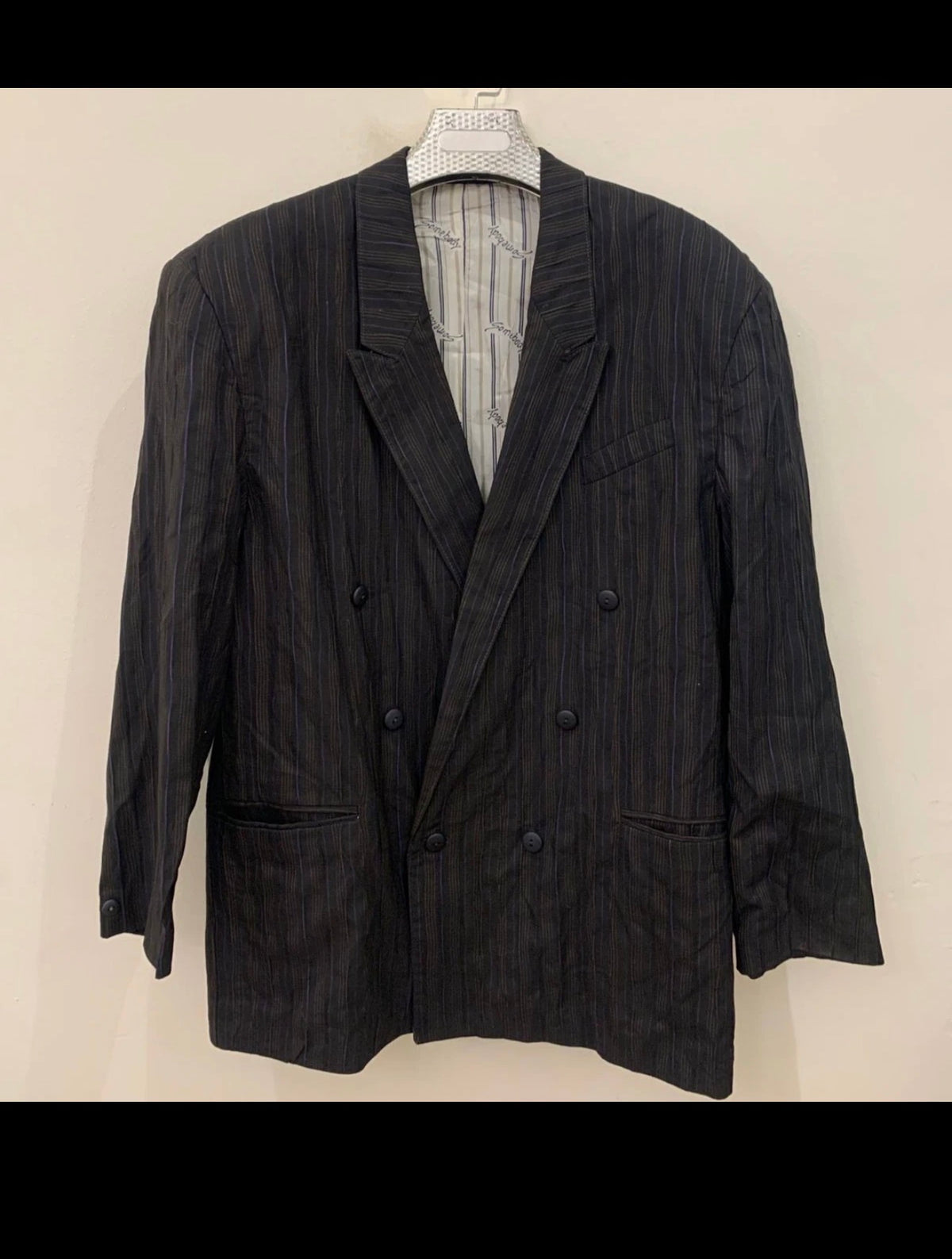 Vintage double breasted summer classic unique striped suit 42R 42S