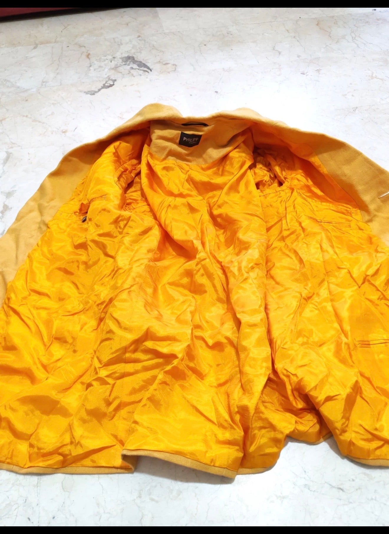 Vintage Linen blend Classic unique orange summer jacket blazer 40R
