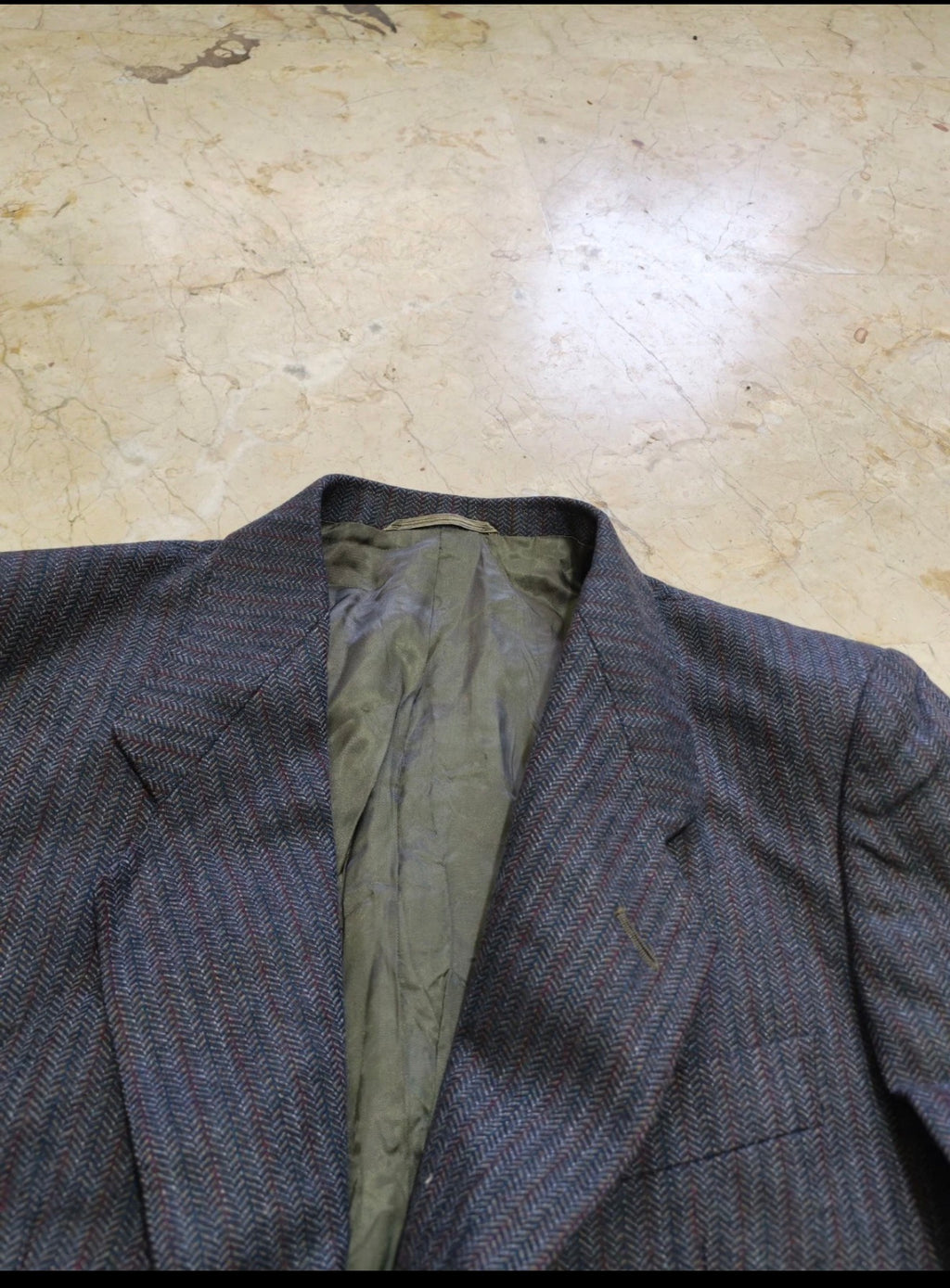 Vintage all worsted wool herringbone classic 2 button suit 34R XS