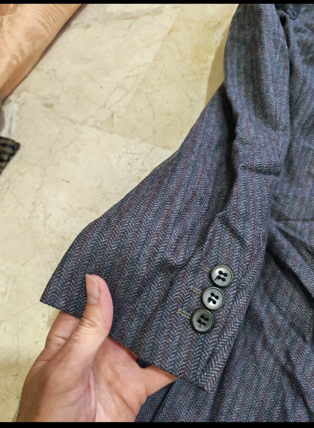 Vintage all worsted wool herringbone classic 2 button suit 34R XS