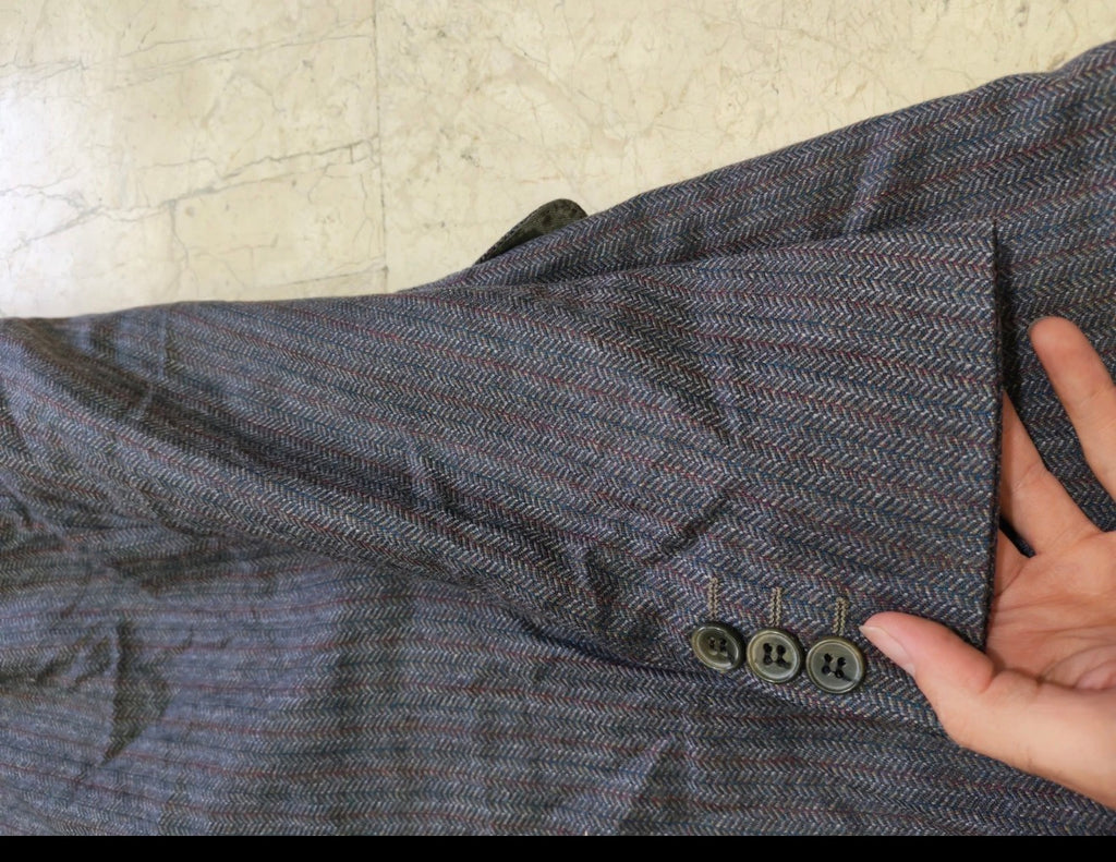 Vintage all worsted wool herringbone classic 2 button suit 34R XS