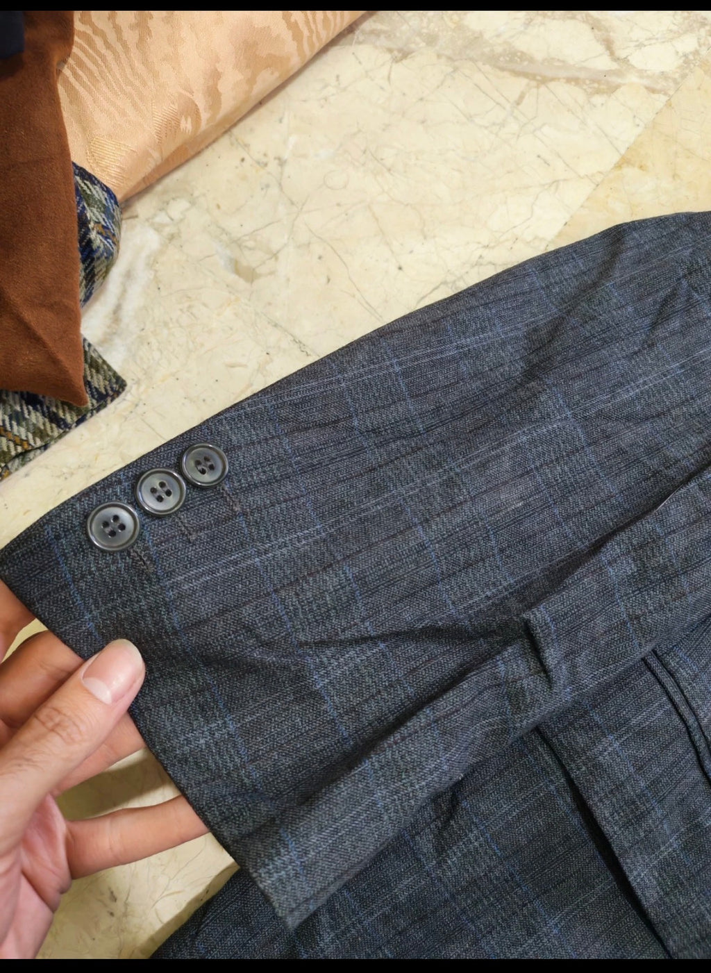 Vintage Superfine pure Wool classic charcoal glen check 2 button suit 44R