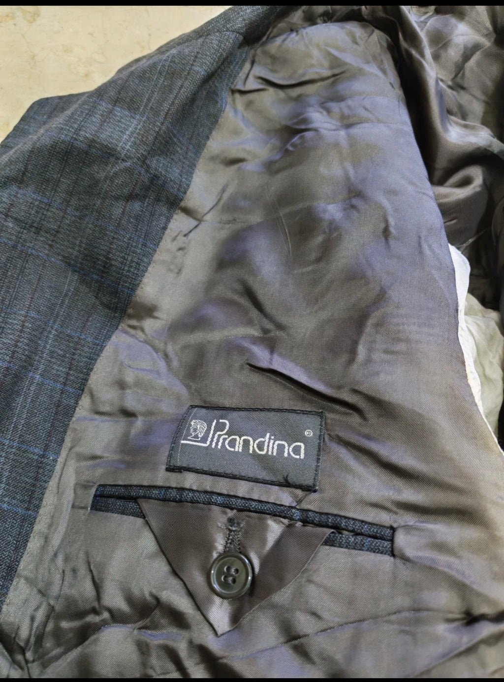 Vintage Superfine pure Wool classic charcoal glen check 2 button suit 44R