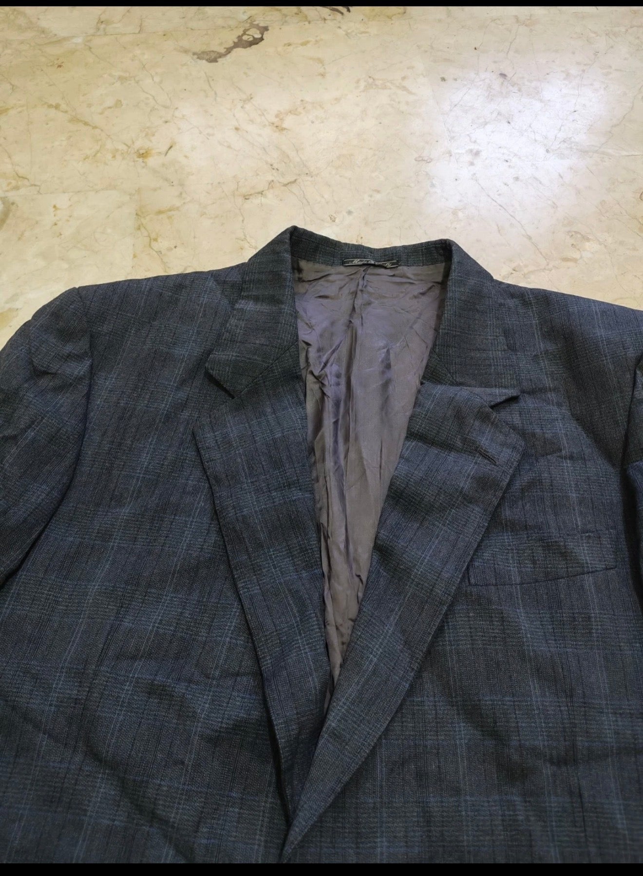 Vintage Superfine pure Wool classic charcoal glen check 2 button suit 44R
