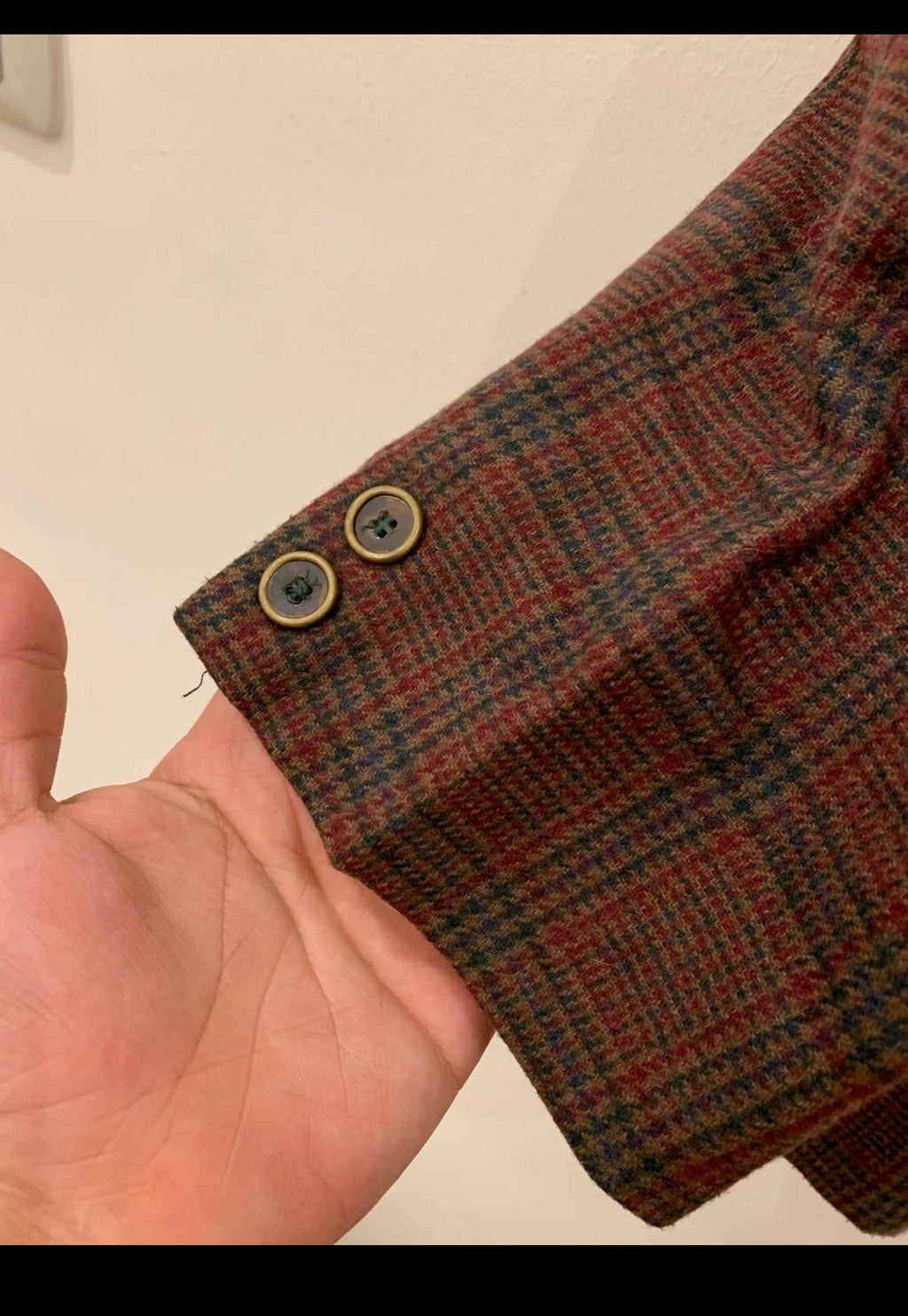 Vintage woollen wool glen check classic Brown hunting jacket blazer 42R