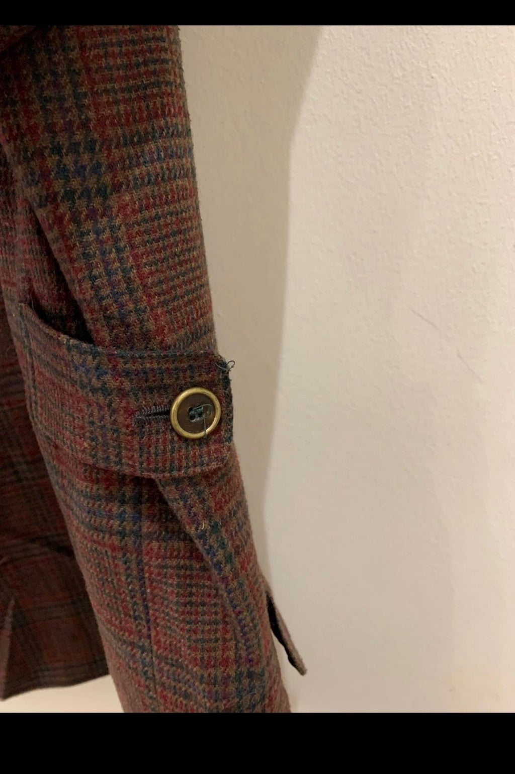 Vintage woollen wool glen check classic Brown hunting jacket blazer 42R