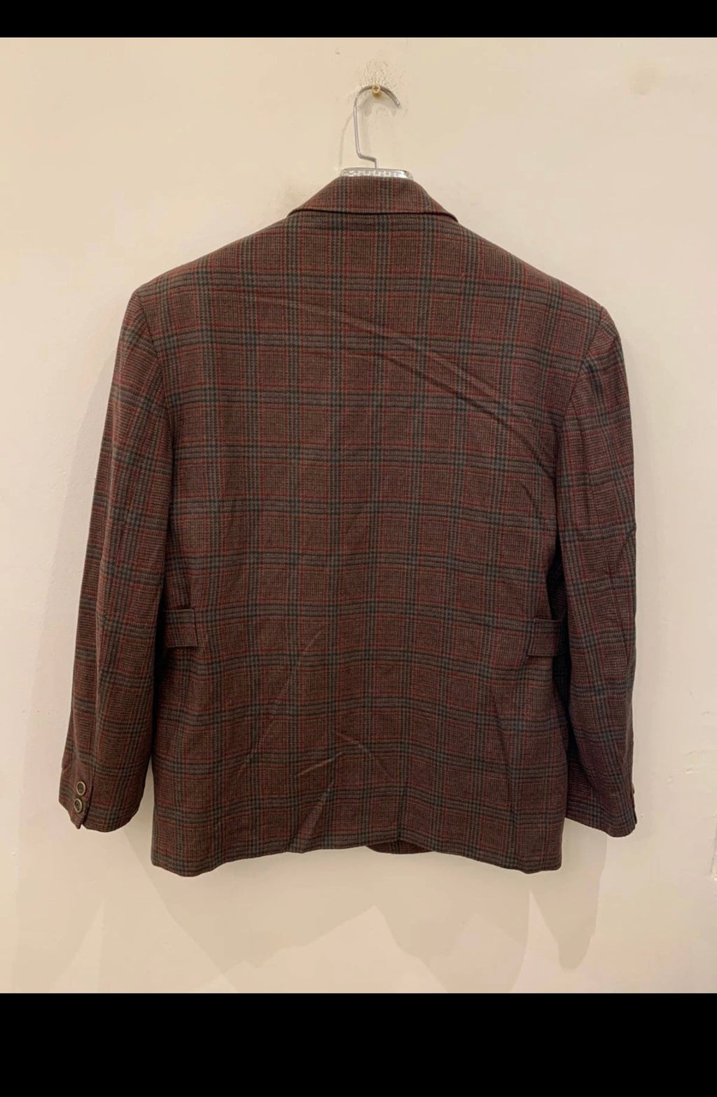 Vintage woollen wool glen check classic Brown hunting jacket blazer 42R