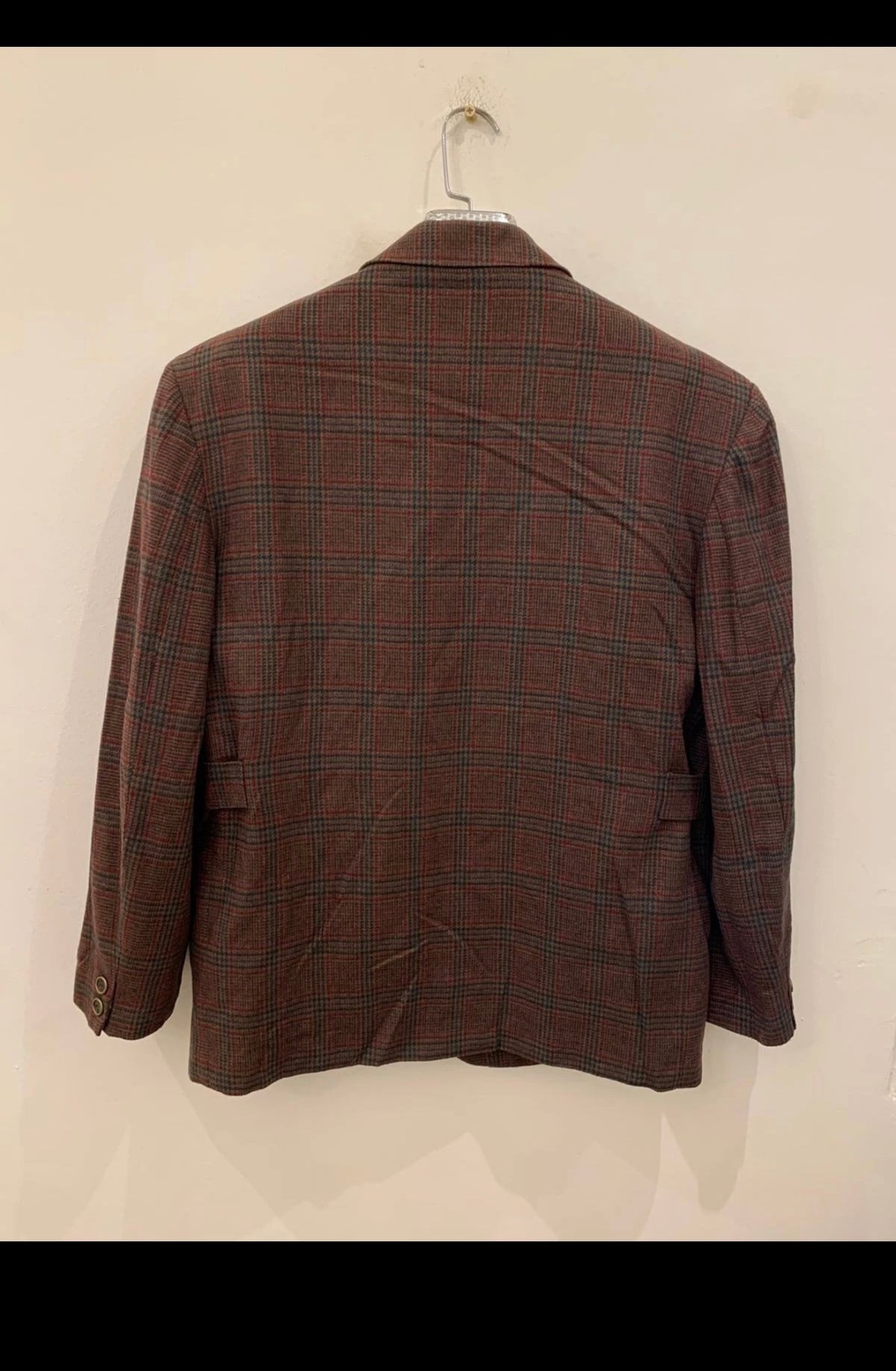 Vintage woollen wool glen check classic Brown hunting jacket blazer 42R