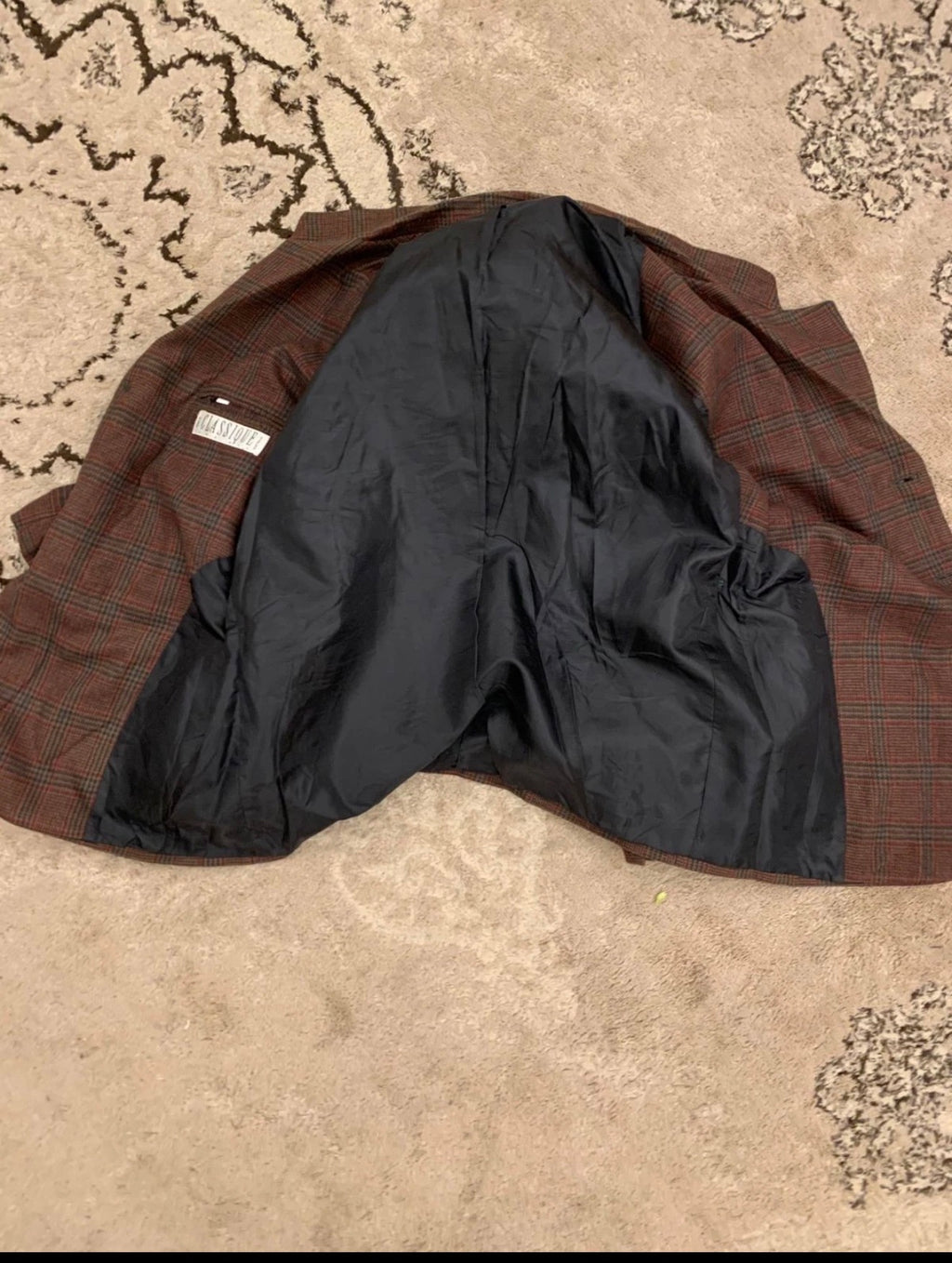 Vintage woollen wool glen check classic Brown hunting jacket blazer 42R