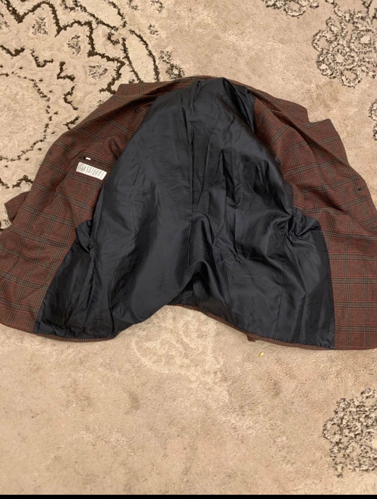 Vintage woollen wool glen check classic Brown hunting jacket blazer 42R