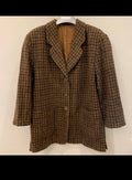 Vintage wool blend classic plaid brown women's jacket coat 18 XL 48