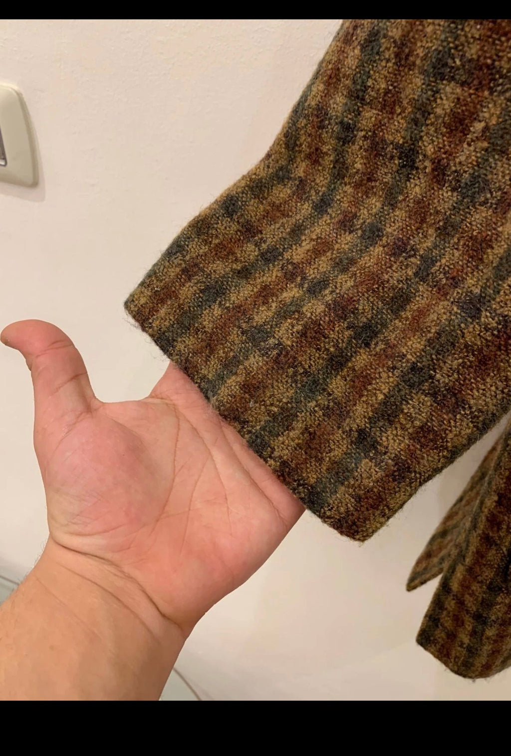 Vintage wool blend classic plaid brown women's jacket coat 18 XL 48