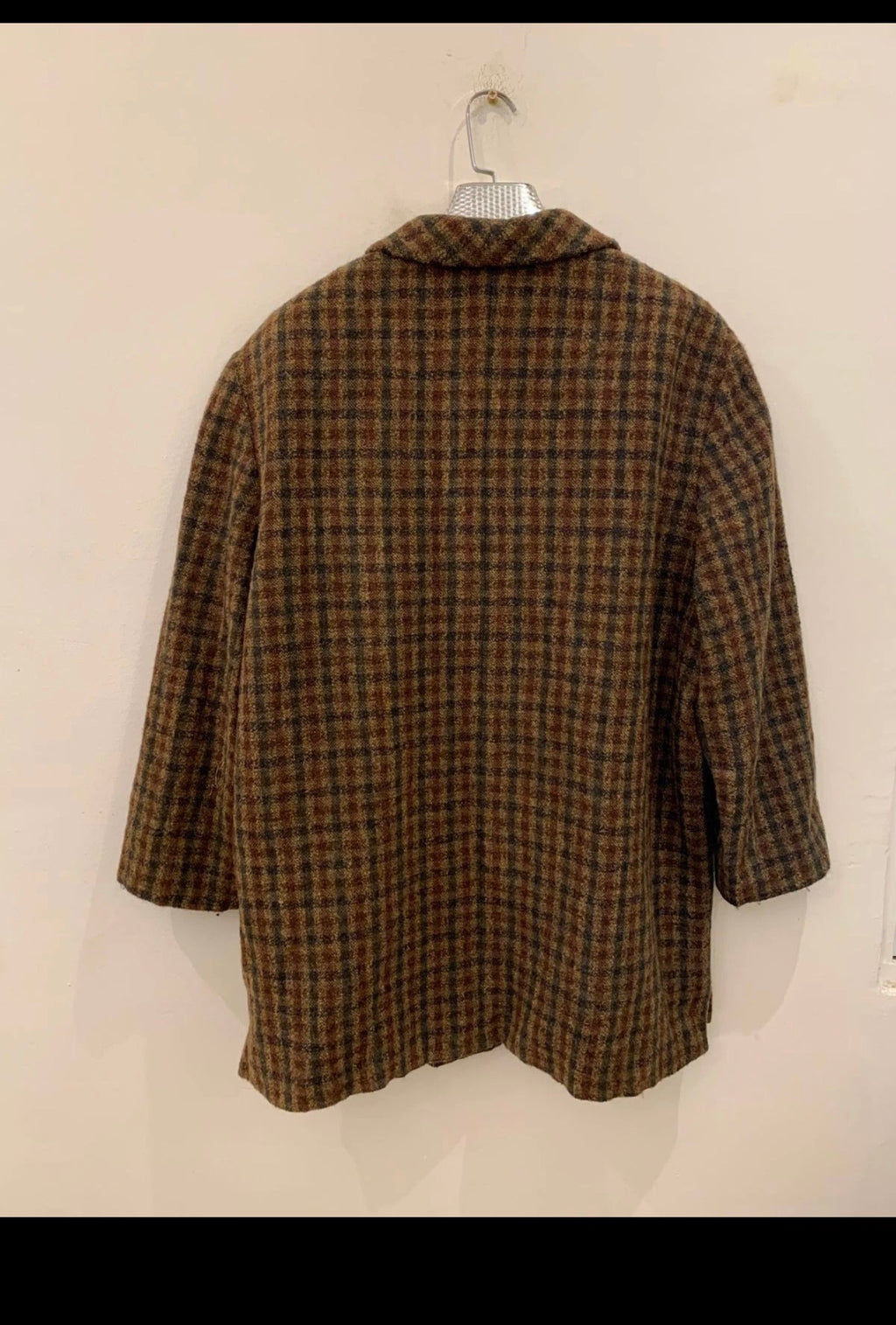Vintage wool blend classic plaid brown women's jacket coat 18 XL 48