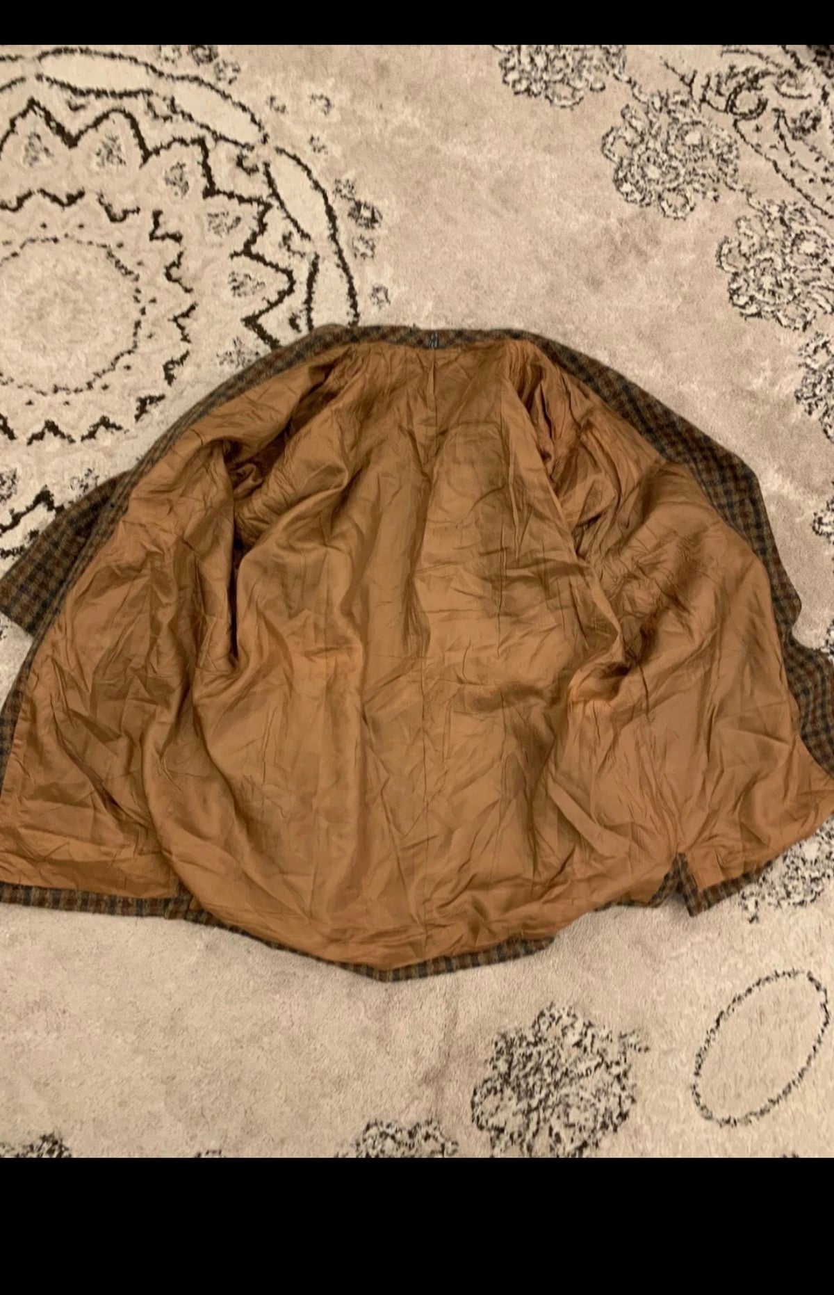 Vintage wool blend classic plaid brown women's jacket coat 18 XL 48