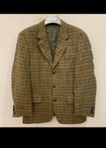 Vintage Gilberto pure wool Windowpane plaid brown hunting jacket blazer 42R