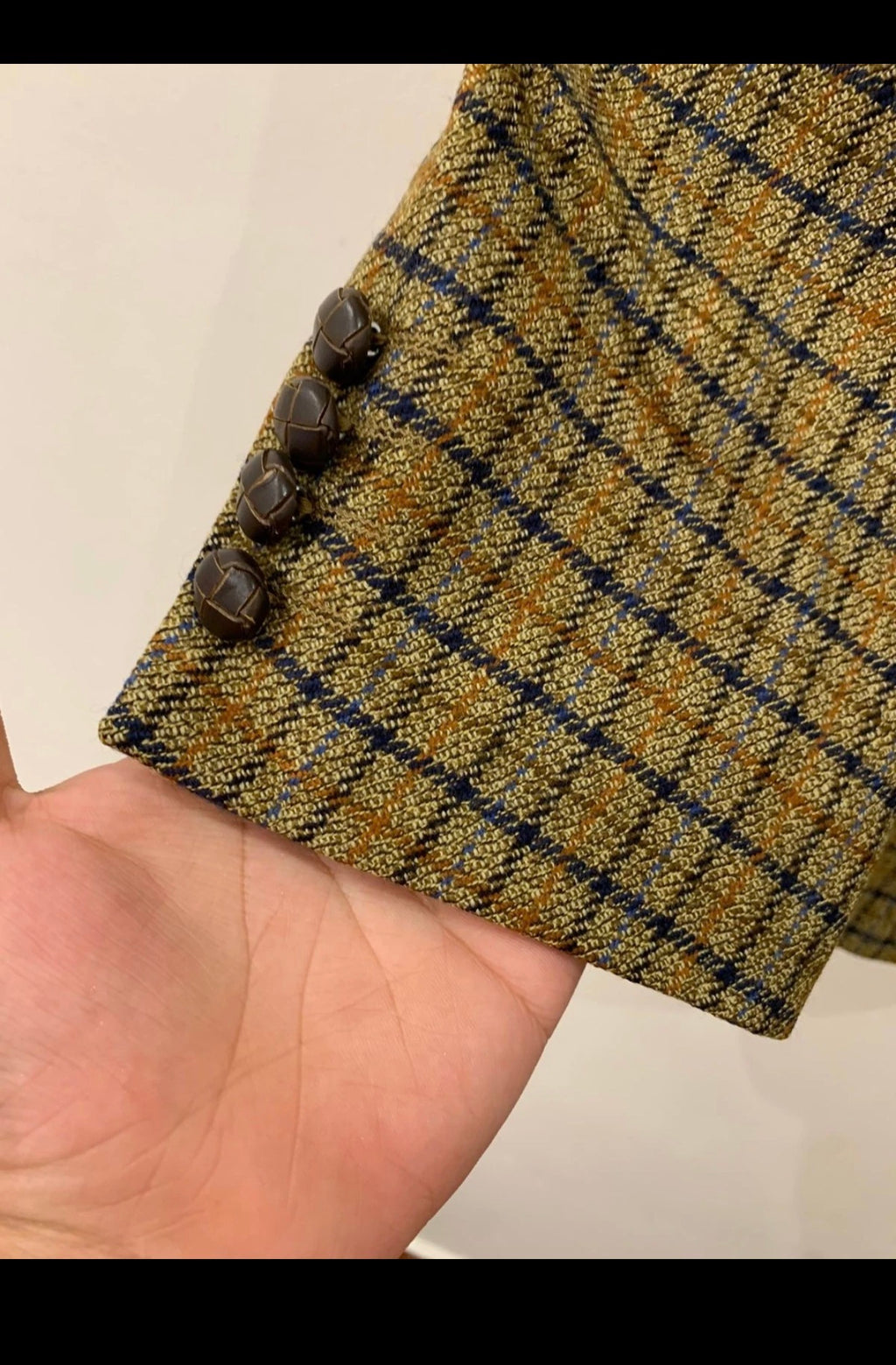 Vintage Gilberto pure wool Windowpane plaid brown hunting jacket blazer 42R