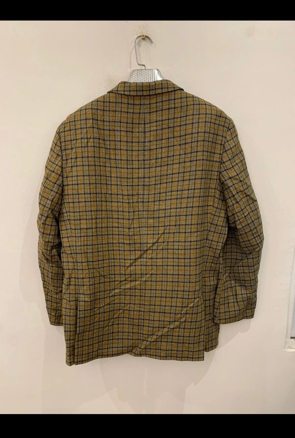 Vintage Gilberto pure wool Windowpane plaid brown hunting jacket blazer 42R