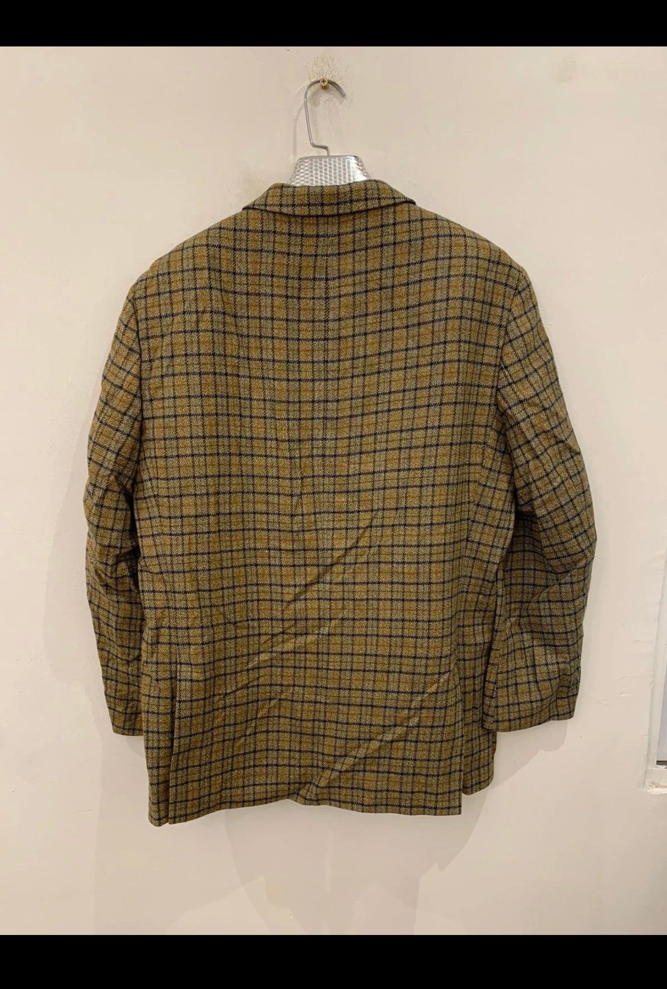Vintage Gilberto pure wool Windowpane plaid brown hunting jacket blazer 42R