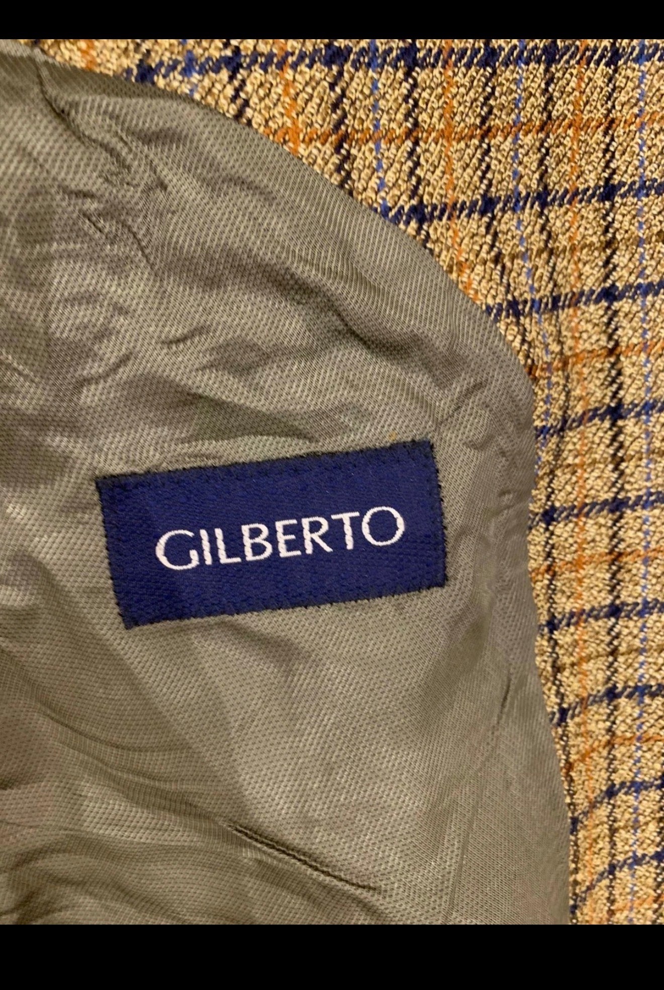 Vintage Gilberto pure wool Windowpane plaid brown hunting jacket blazer 42R