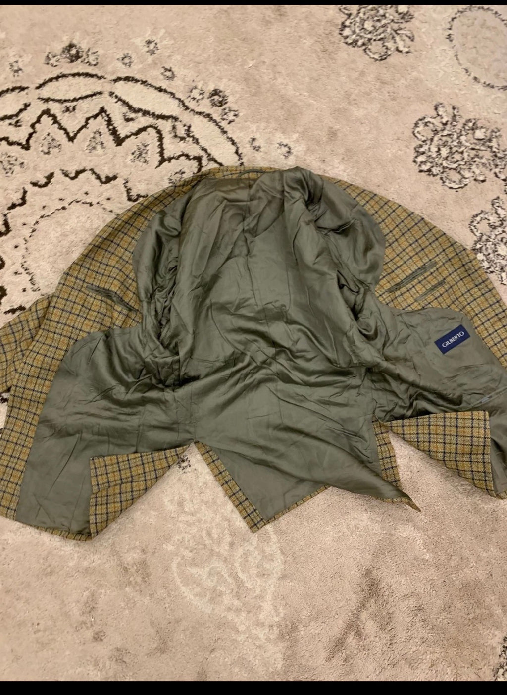 Vintage Gilberto pure wool Windowpane plaid brown hunting jacket blazer 42R