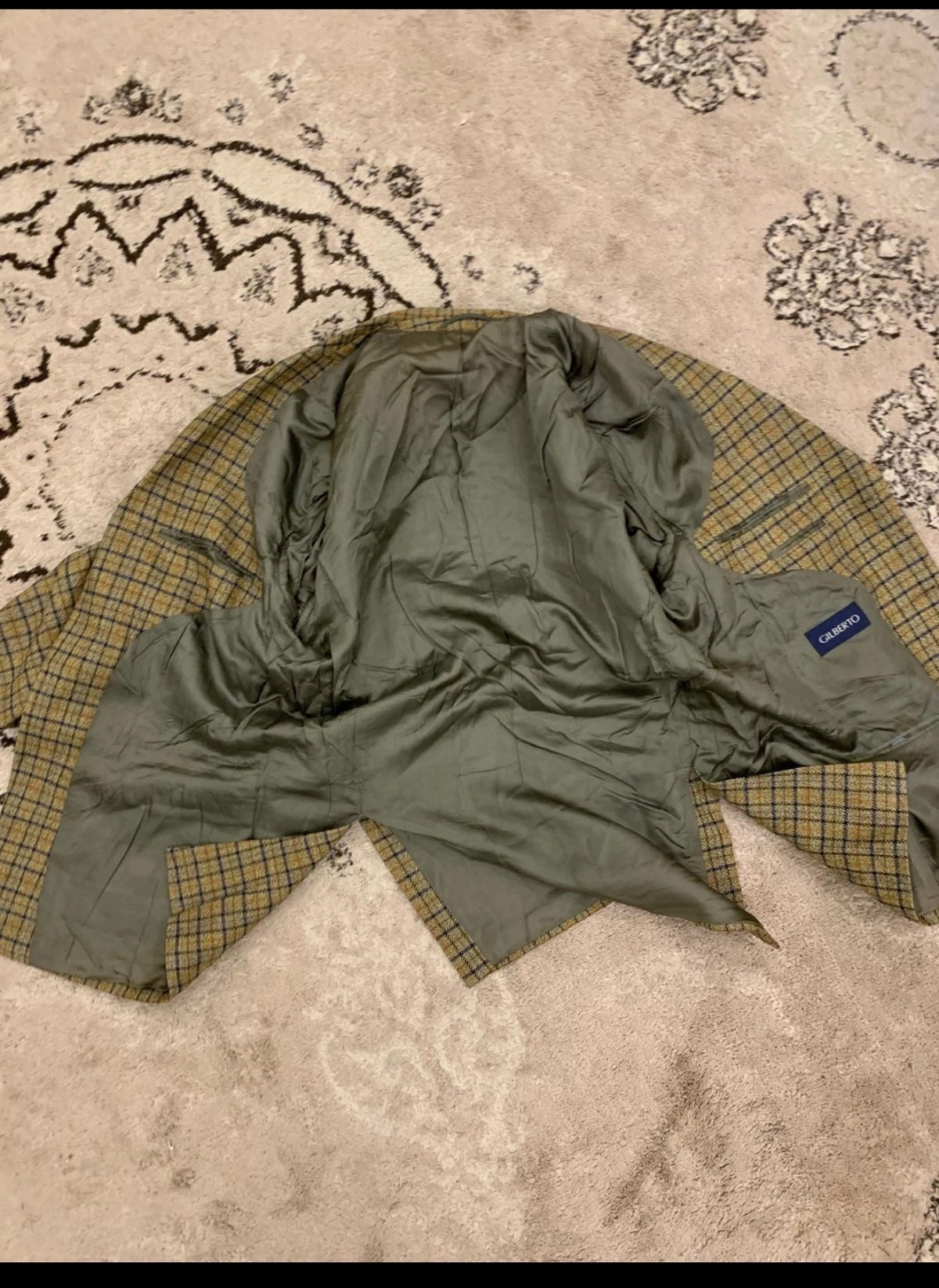Vintage Gilberto pure wool Windowpane plaid brown hunting jacket blazer 42R