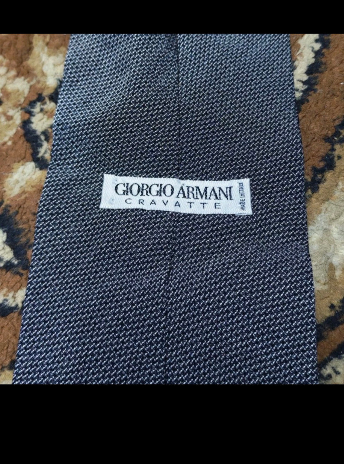 mens vintage Giorgio Armani Cravatte Rayon Acetate charcoal silver neck tie