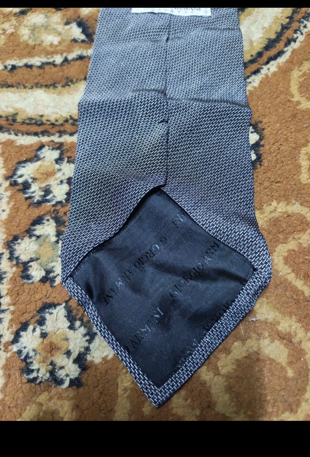 mens vintage Giorgio Armani Cravatte Rayon Acetate charcoal silver neck tie