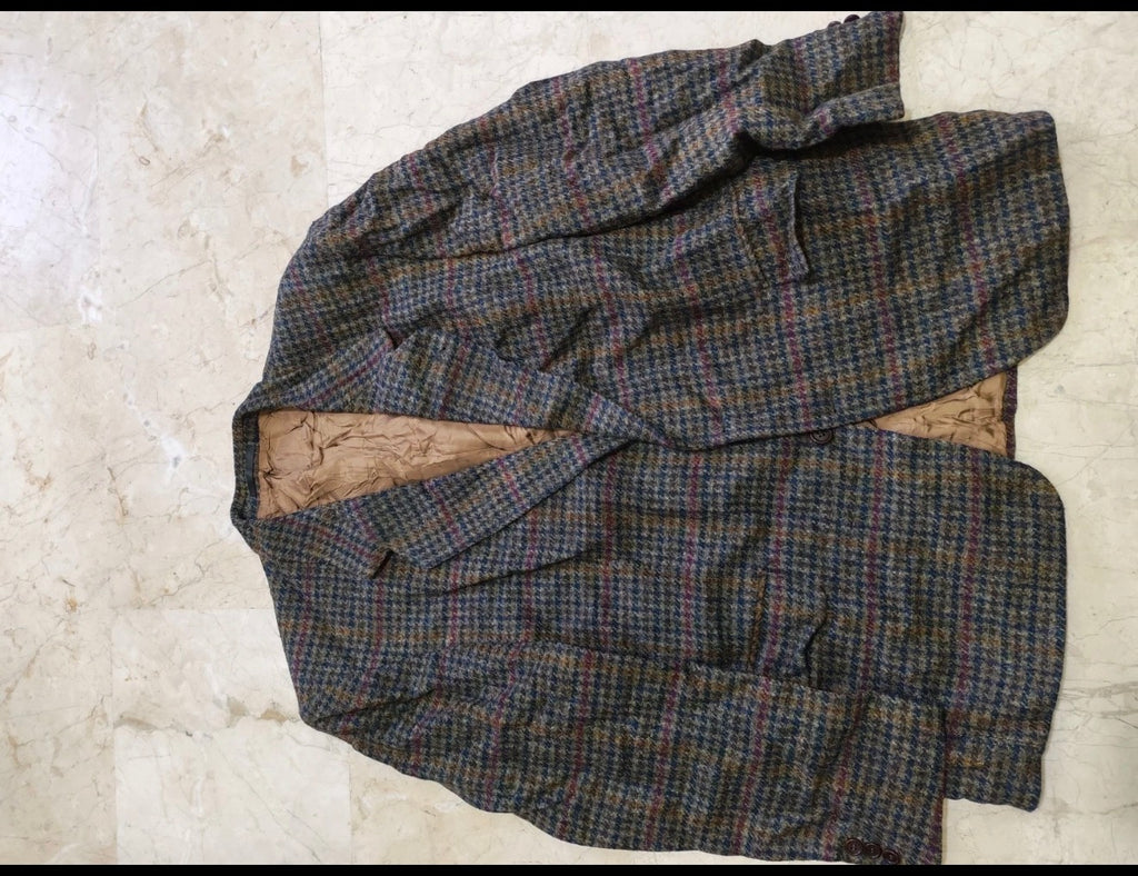 Vintage Harris Tweed houndstooth pure wool classic hunting jacket blazer 44R