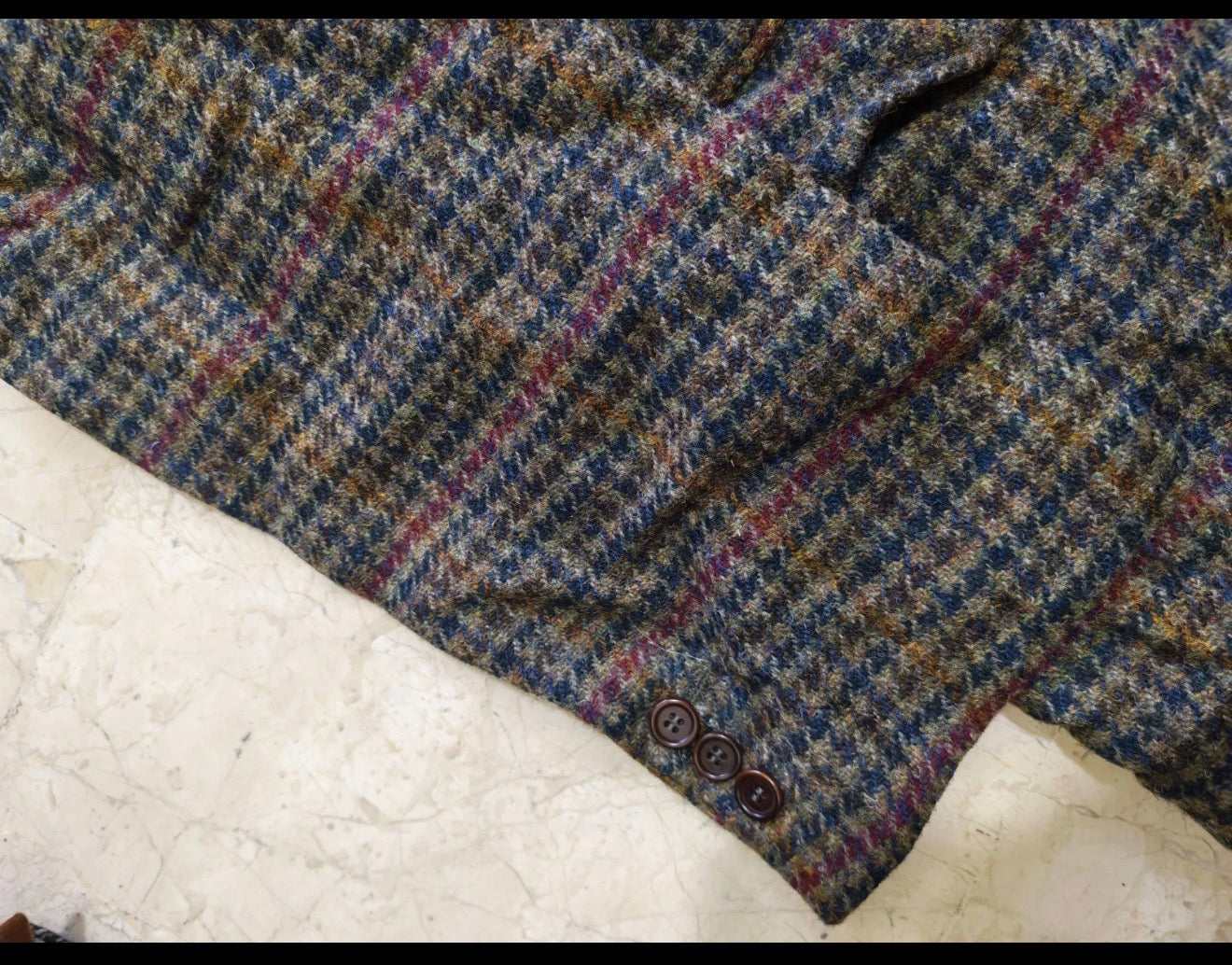 Vintage Harris Tweed houndstooth pure wool classic hunting jacket blazer 44R