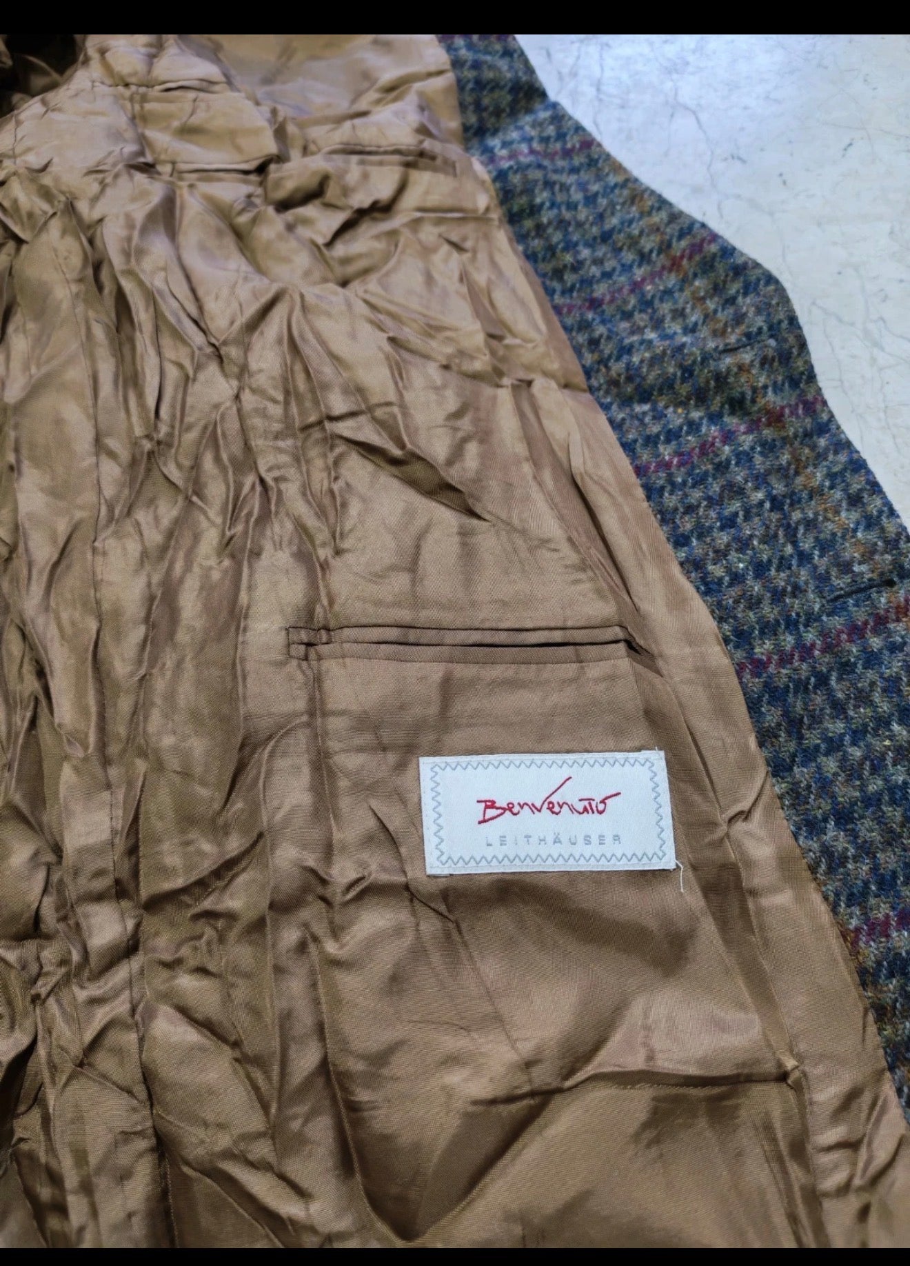 Vintage Harris Tweed houndstooth pure wool classic hunting jacket blazer 44R