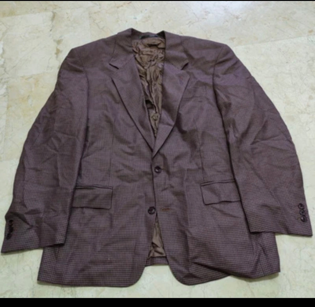 Vintage Superfine pure wool houndstooth classic purple jacket blazer 40R
