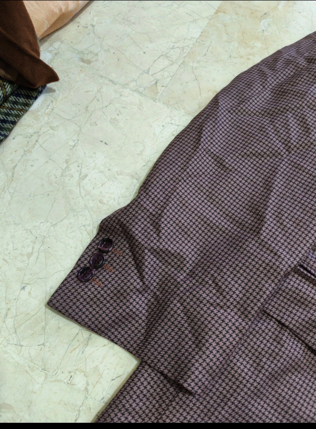 Vintage Superfine pure wool houndstooth classic purple jacket blazer 40R
