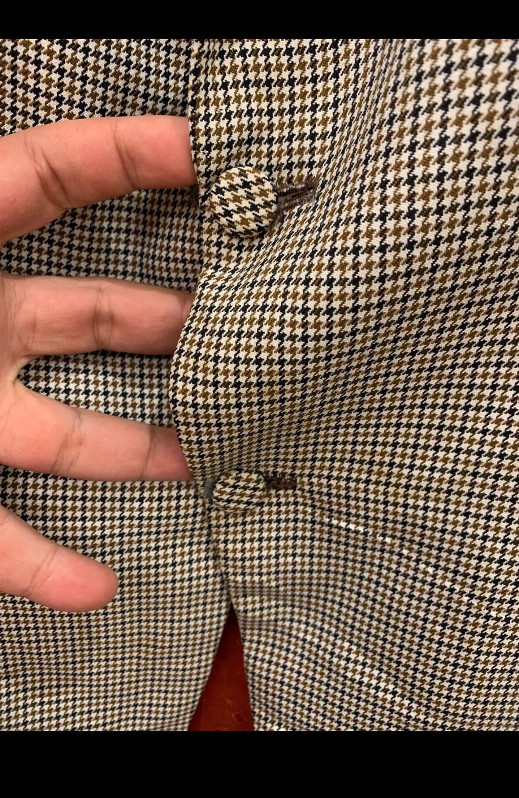 Vintage wool blend houndstooth classic peak lapel jacket blazer 42R