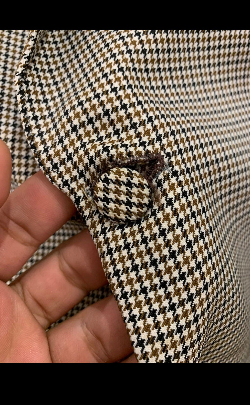 Vintage wool blend houndstooth classic peak lapel jacket blazer 42R
