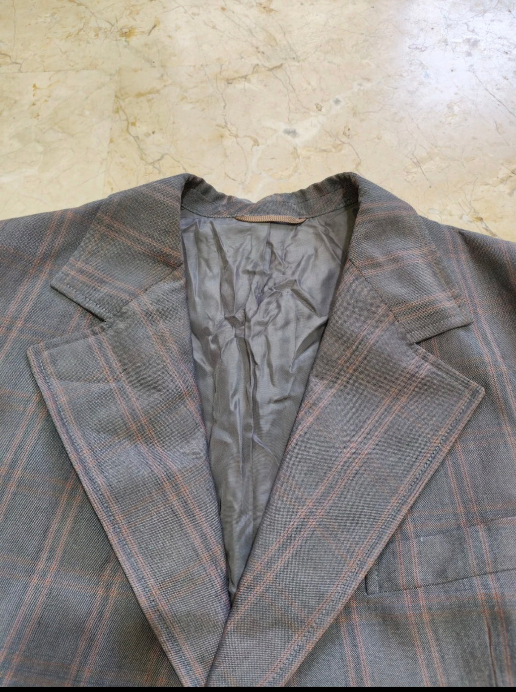 1970s Vintage wool mohair blend Windowpane gray classic jacket blazer 40R 40S