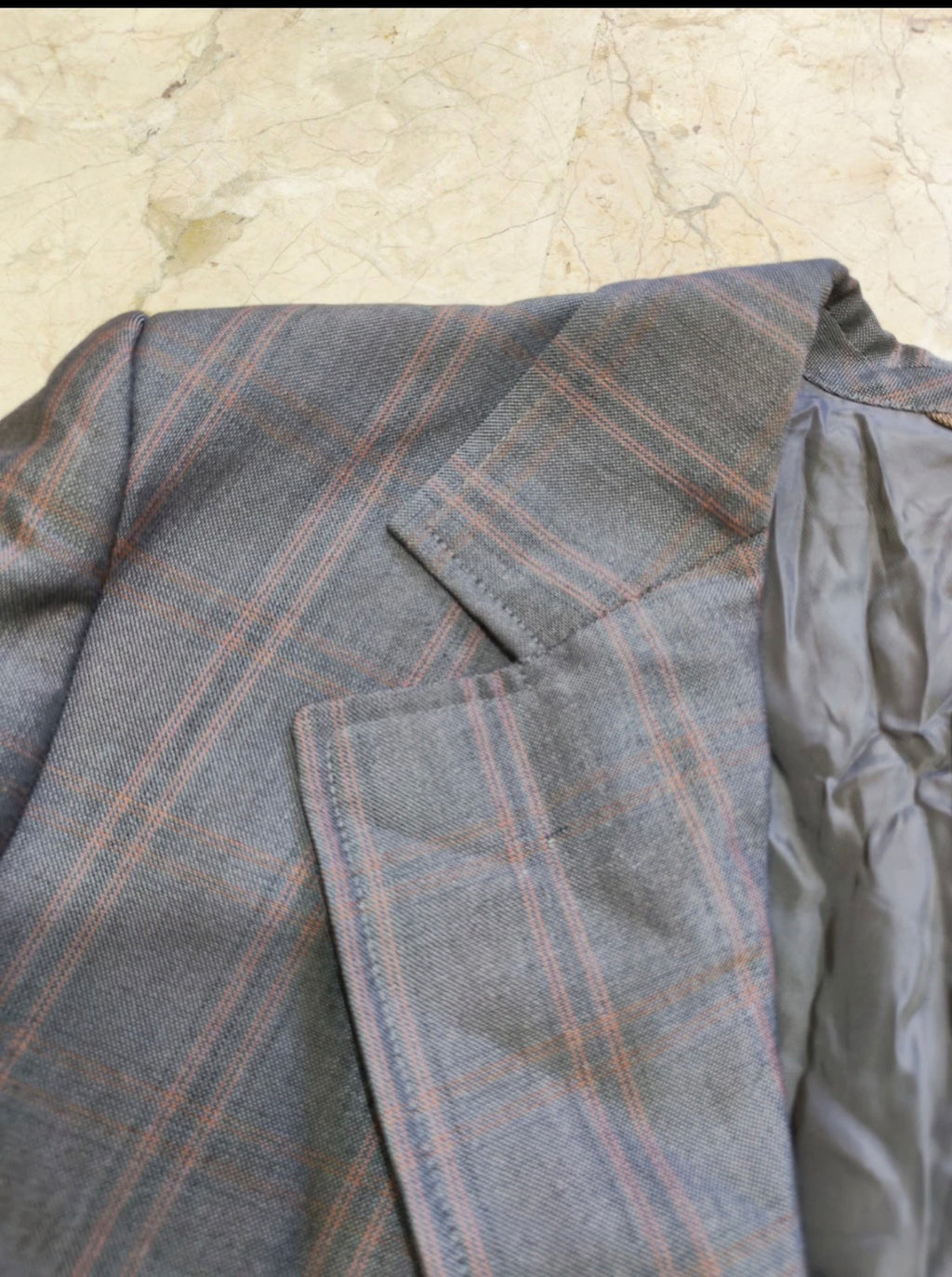 1970s Vintage wool mohair blend Windowpane gray classic jacket blazer 40R 40S