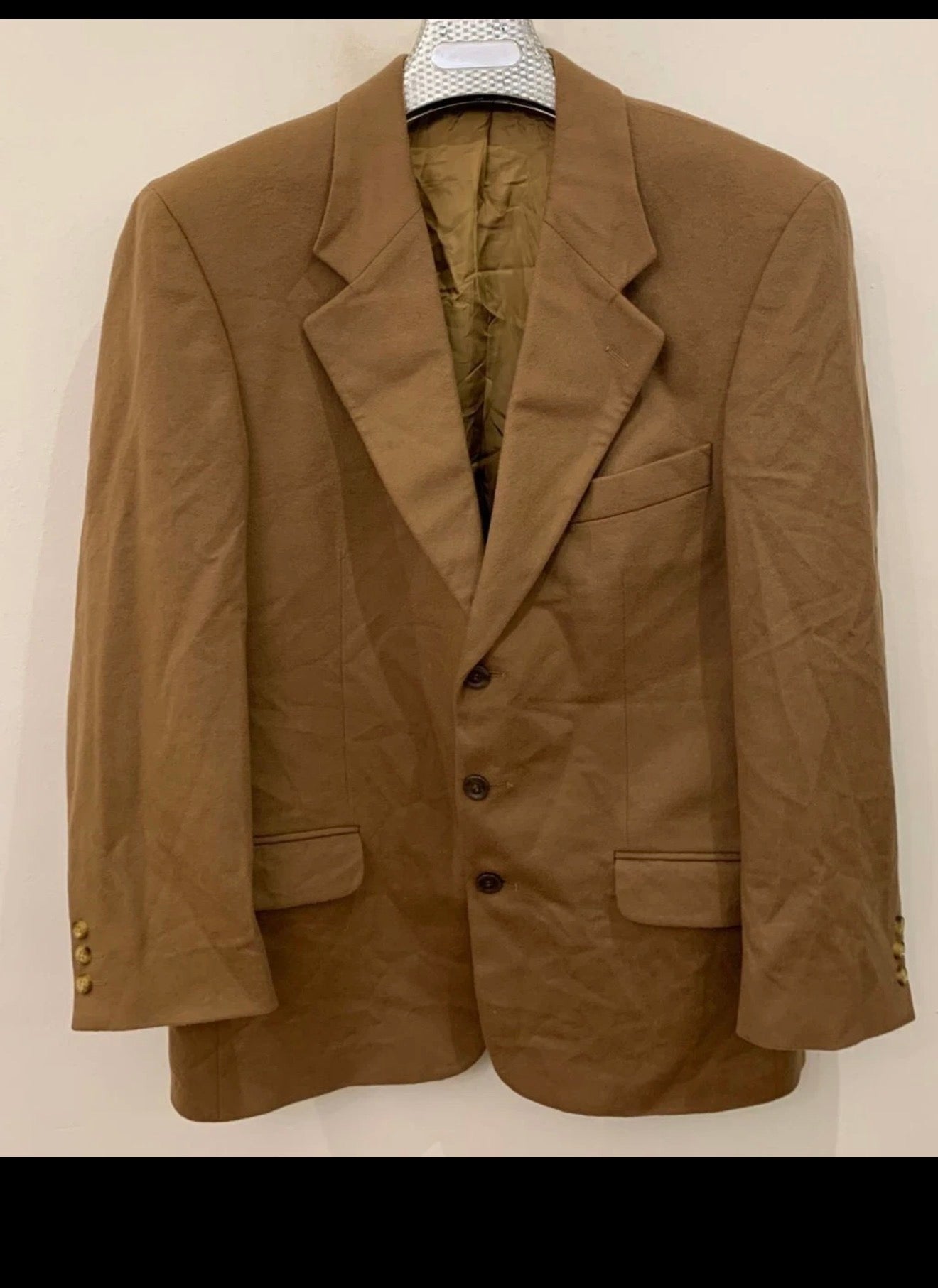 Vintage Paolo Negrato cashmere classic brown jacket blazer 42R 42S