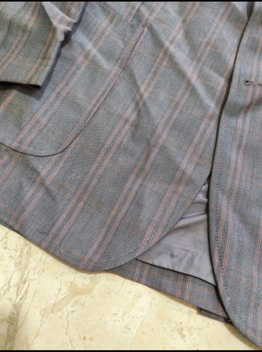1970s Vintage wool mohair blend Windowpane gray classic jacket blazer 40R 40S