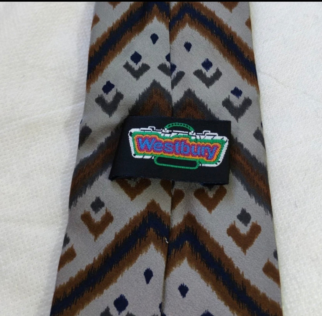Vintage Westbury classic 100% all silk fancy geometric motif neck tie