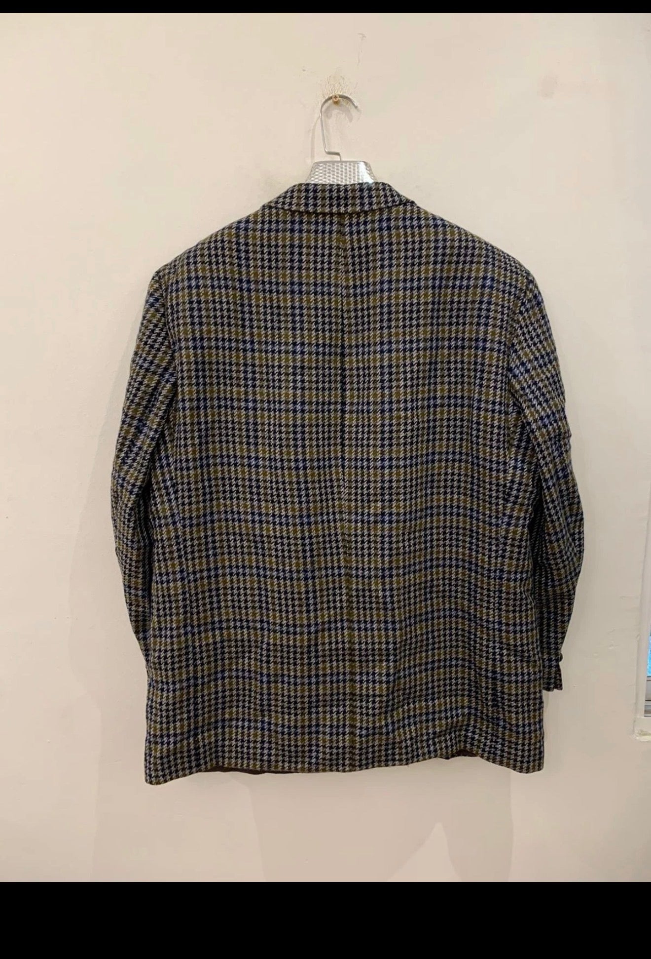 Vintage houndstooth plaid pure wool classic hunting jacket blazer 48R XL