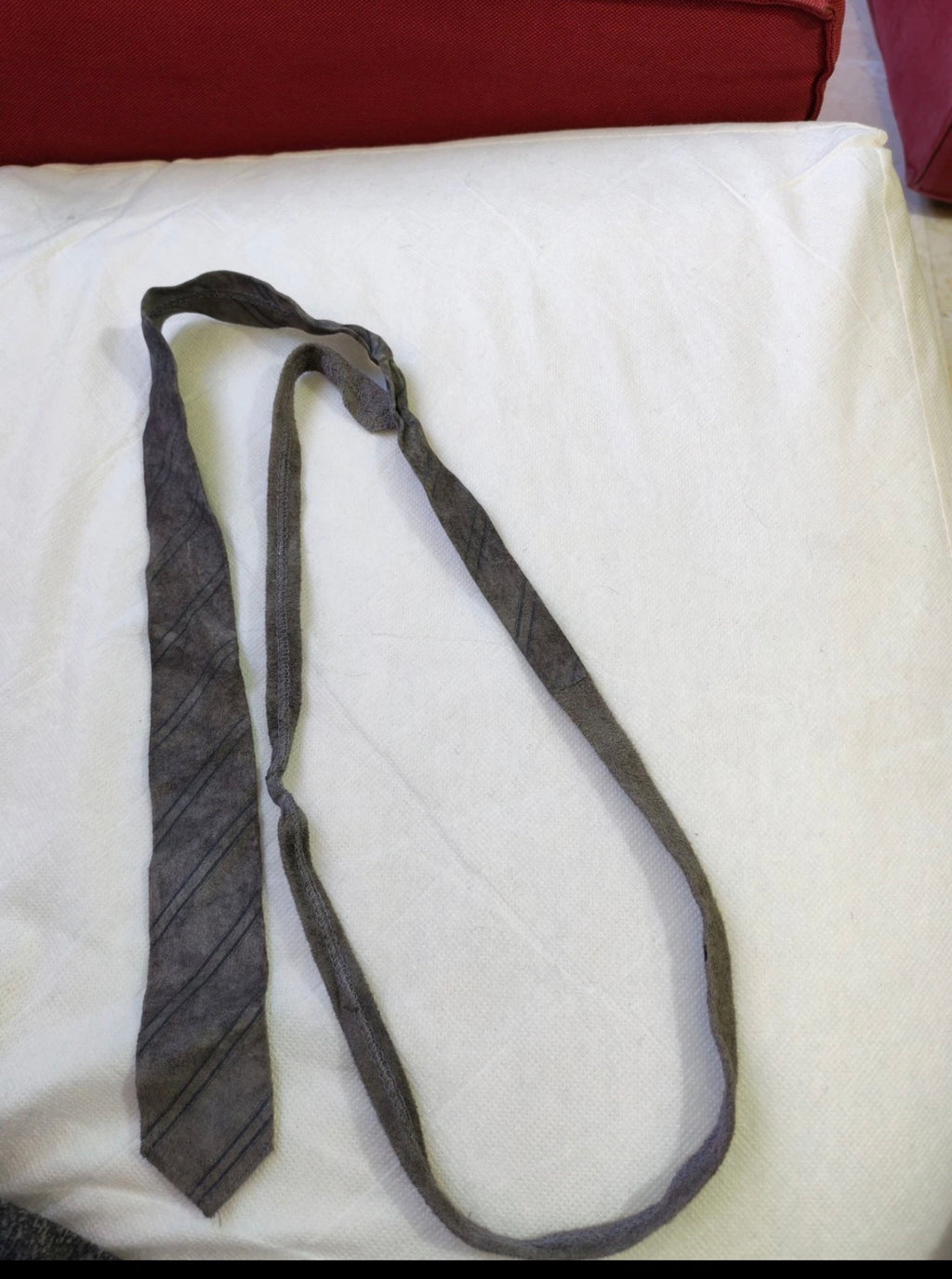 Vintage handmade classic Genuine Suede leather luxury gray skinny neck tie